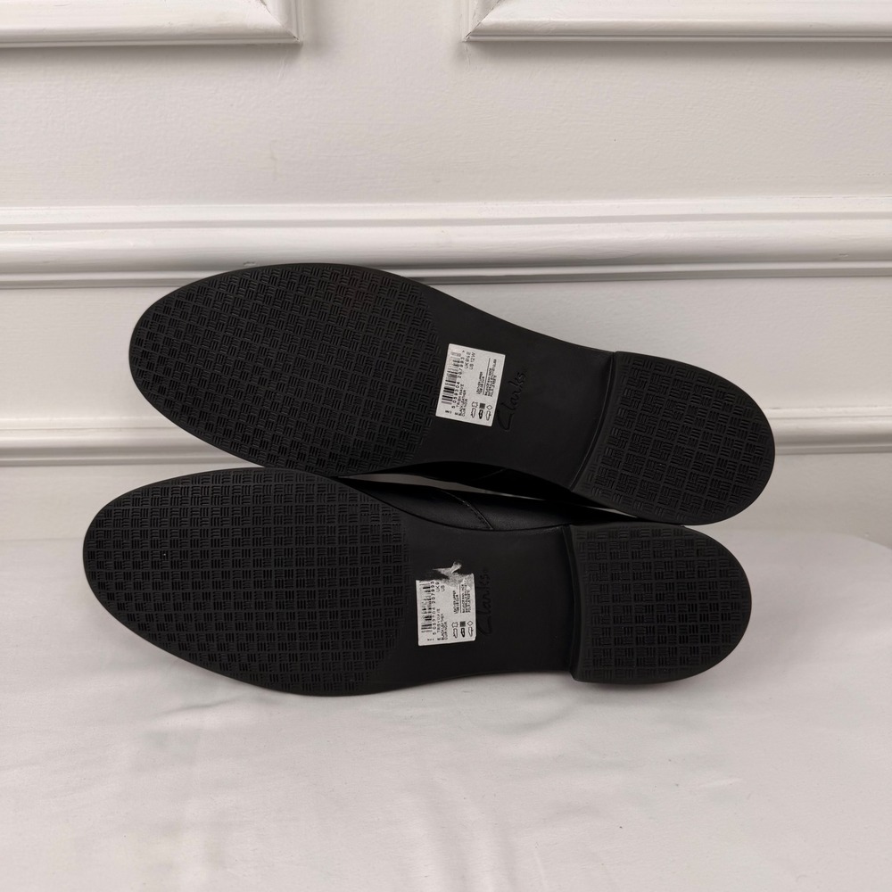Clarks Trish Wave Black Leather Bow Loafers‎ Flats Womens 12W 261533095095 - Picture 5 of 8